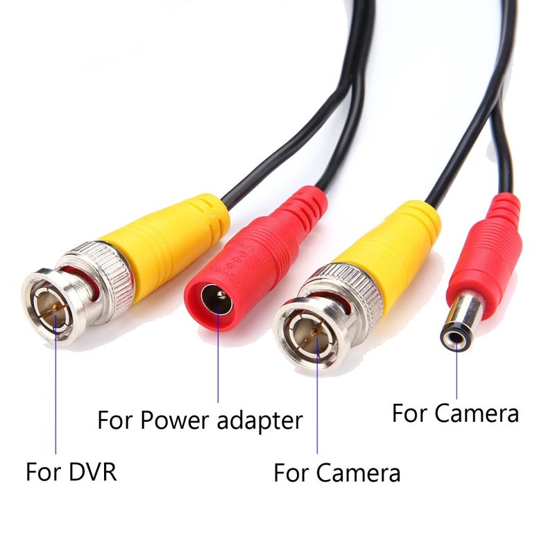 iSmart 2-Pack 125ft Black Pre-Made All-in-One BNC Male to Male Video and Power Cable Wire Cord with RCA Connector for CCTV Security Camera - Image 2